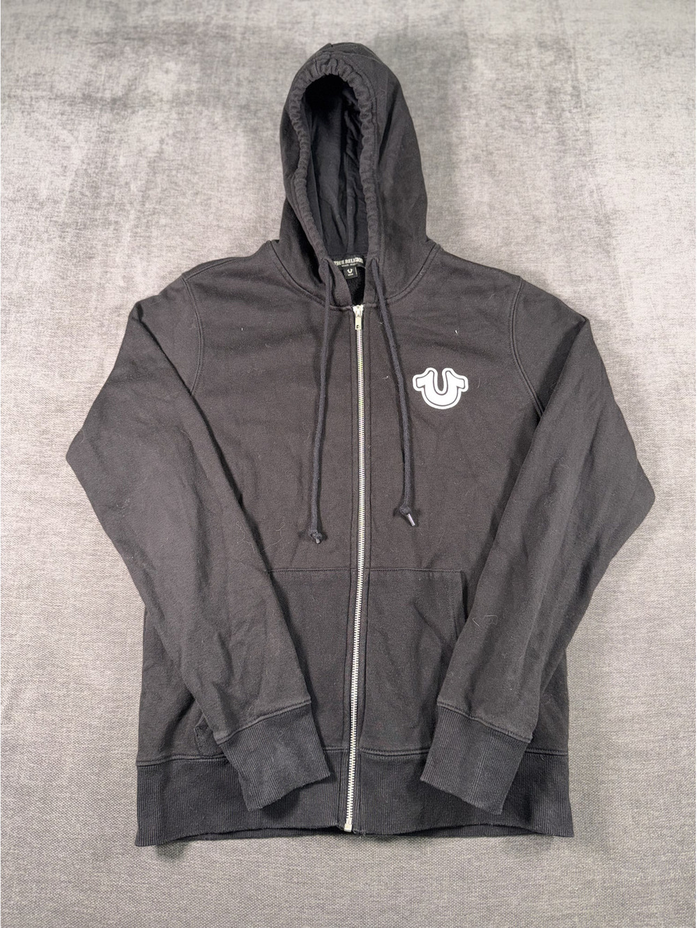 True Religion Black Full Zip Hoodie Sweatshirt Medium